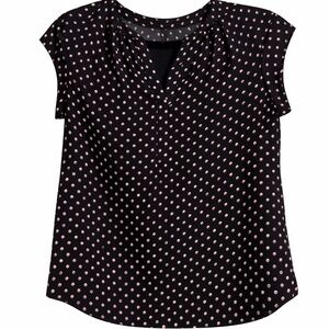Fun 2 Fun Black and Pink Polka Dot Blouse Small